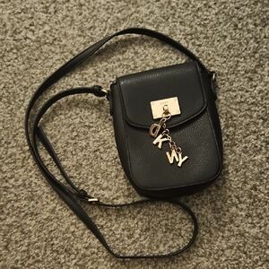 DKNY Black Crossbody Bag with Gold Charm